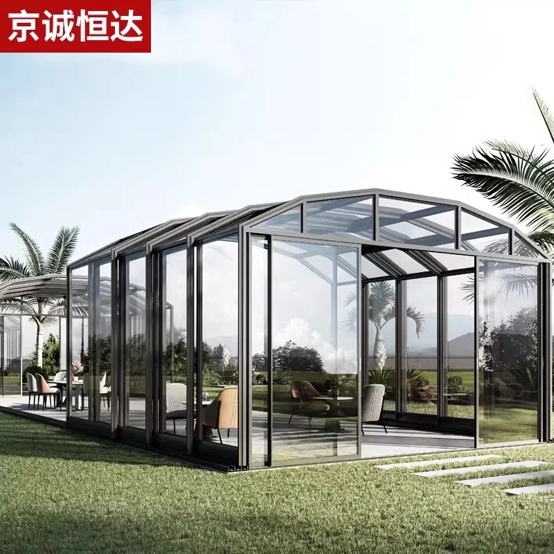 可移动阳光房电动顶阳台折叠伸缩玻璃棚自动活动房北京上海不违建