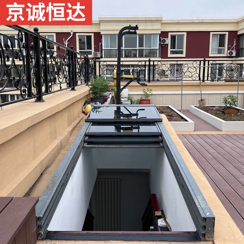 屋顶楼梯口电动平移天窗轨道手动楼顶推拉铝合金左右滑盖窗户定制