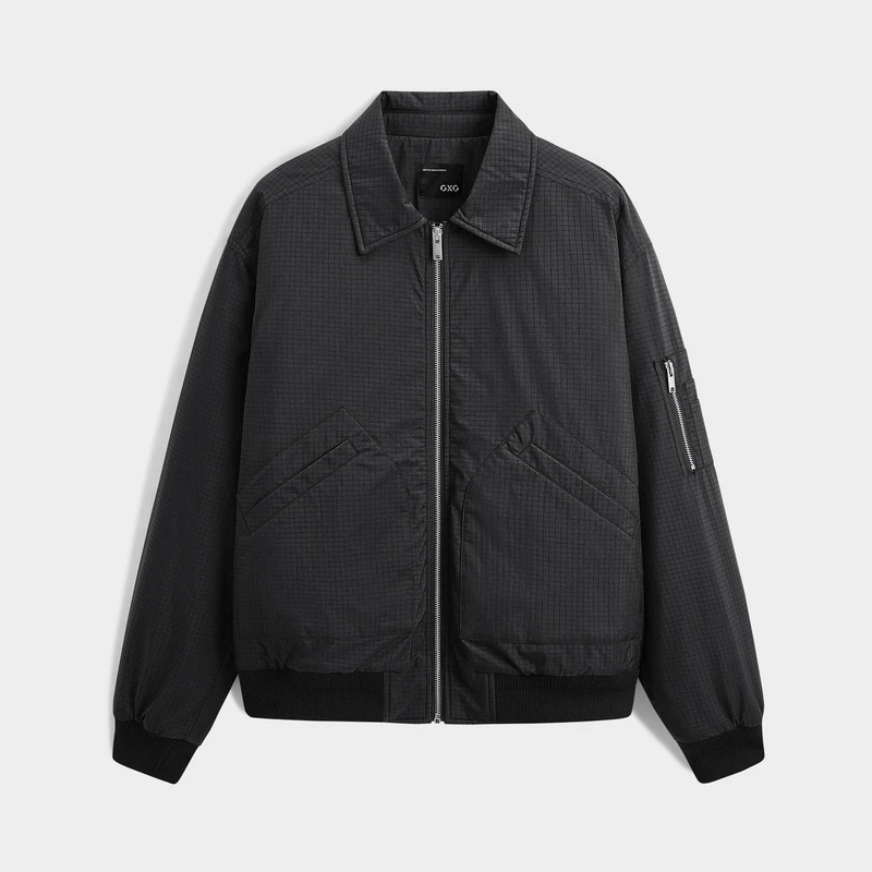 时尚翻领舒适夹棉棉衣夹克外套男 冬季#GED12136524