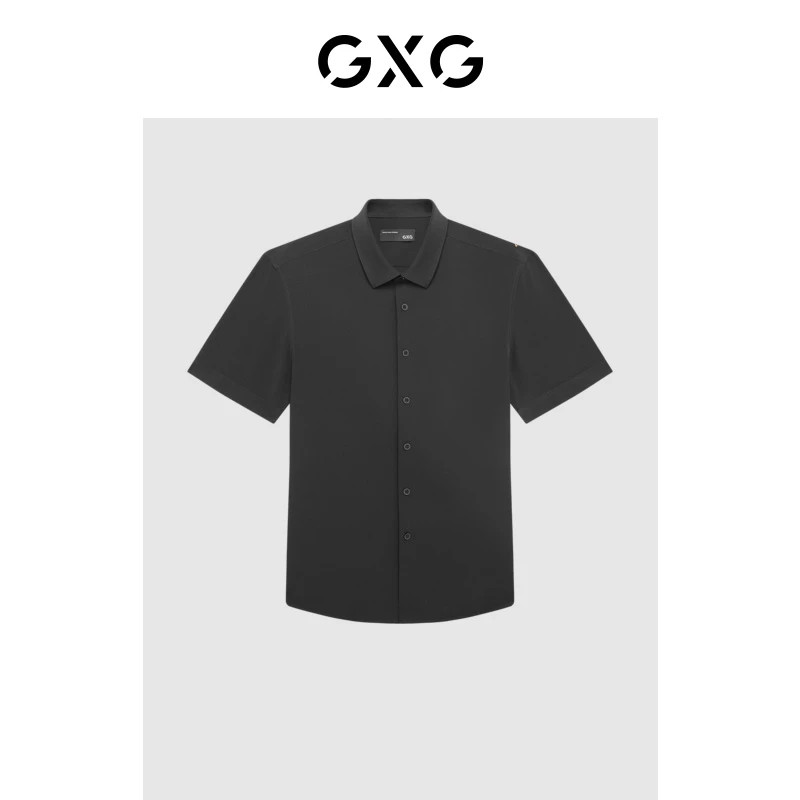 GXG男装 夏季都免烫短袖衬衫春夏男士百搭时尚翻领白#GD1230472C