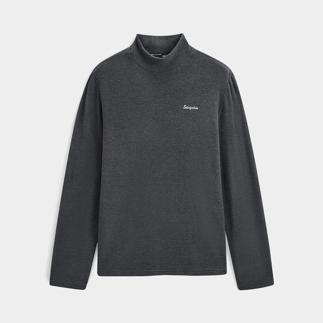 GXG23年冬季新款休闲简约纯色字母刺绣打底半高领T恤#GED13434004