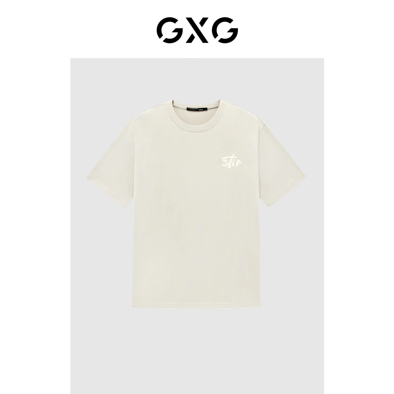 GXG男装夏季时尚字母刺绣简约百搭情侣短袖T恤圆领#G24D442443