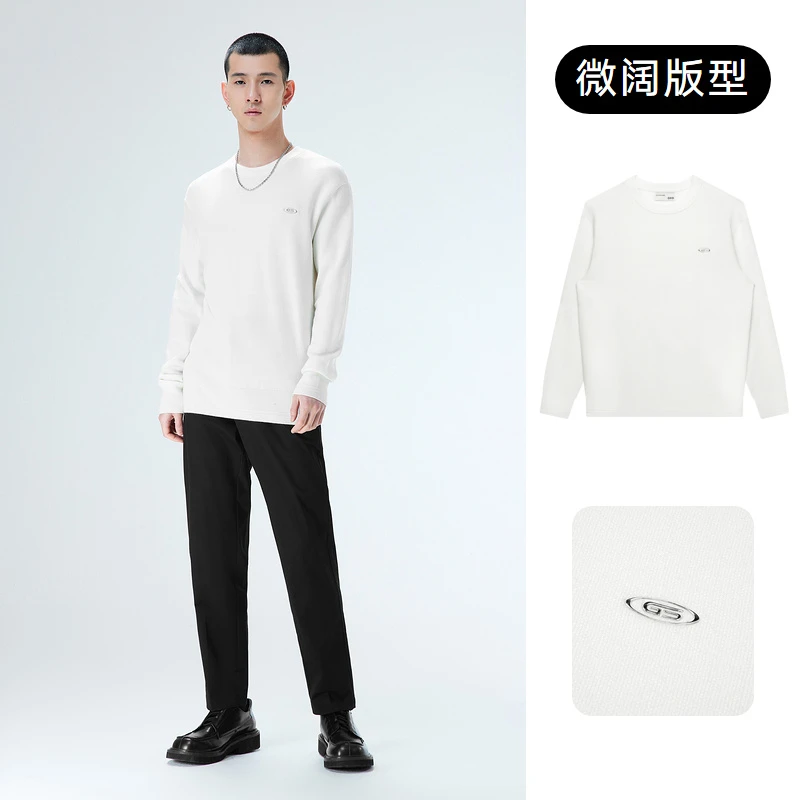 GXG可机洗长袖针织衫男士保暖时尚潮流印花圆领毛衫 #10D1200946G