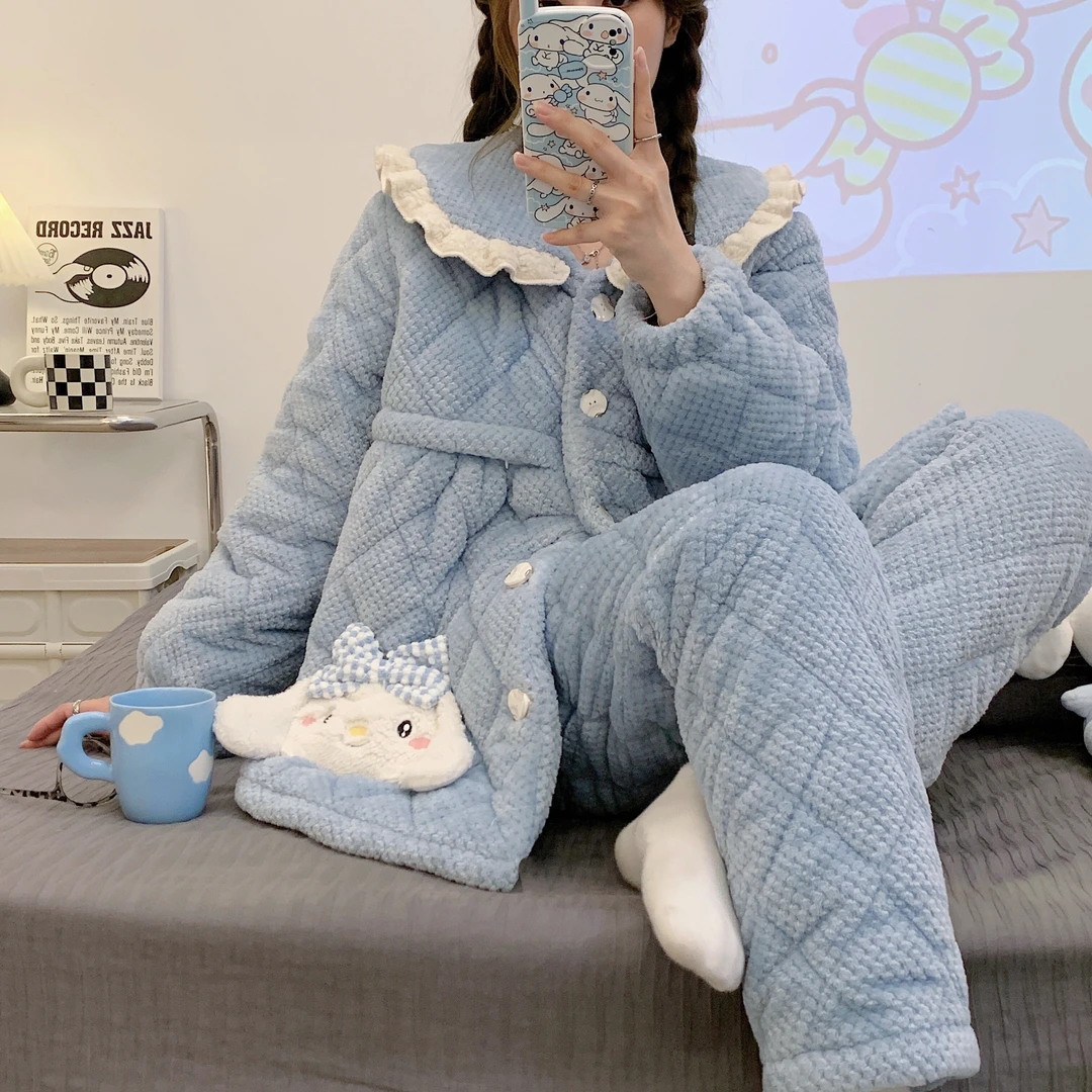 【三层夹棉加绒加厚】月子服冬款睡衣哺乳冬季保暖可外穿产妇喂奶12
