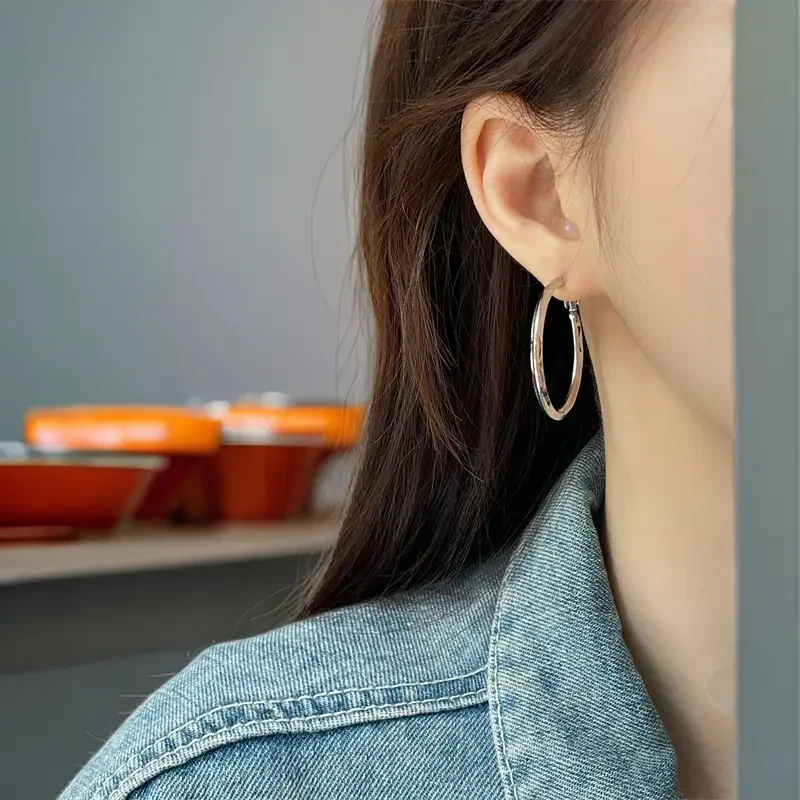 银色素圈轻奢耳环新款爆款小众设计感高级夸张冷淡风