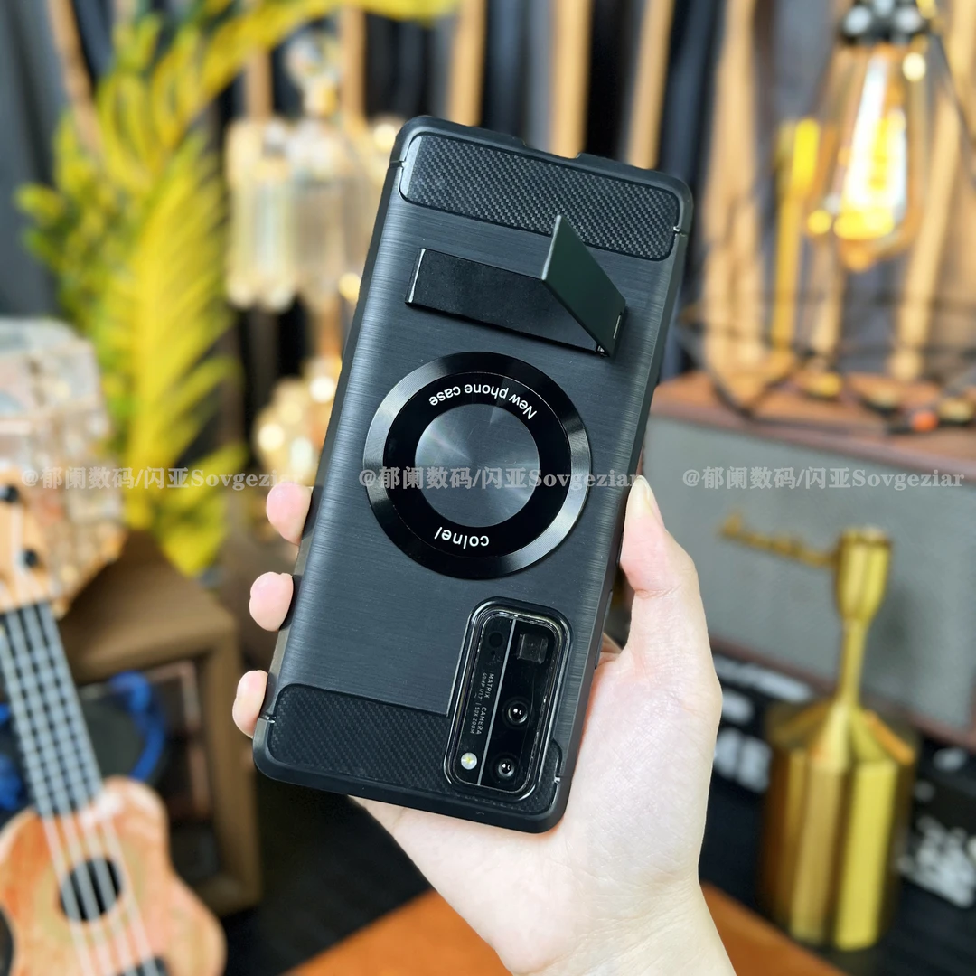 【碳纤维拉丝纹+金属一字支架】适用于荣耀30 Pro手机壳防摔