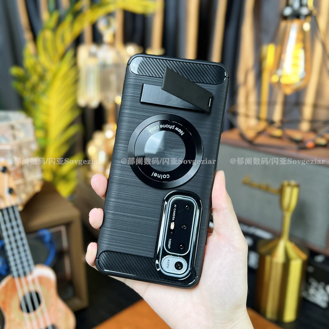 【碳纤维拉丝纹+金属一字支架】适用于小米10S手机壳防摔