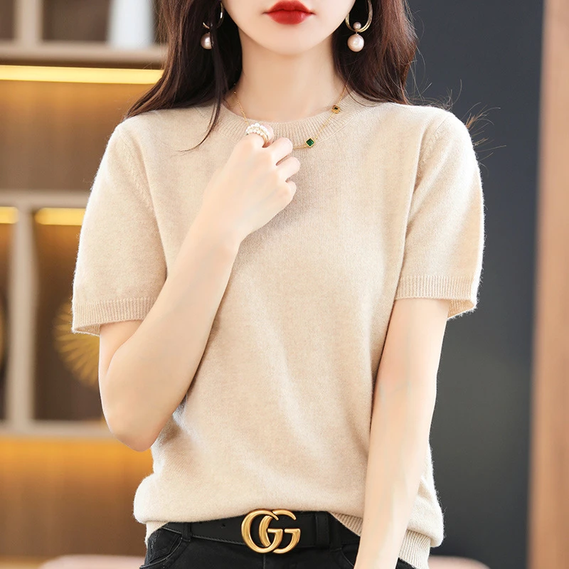 2024春款针织衫女T恤毛衣女上衣V领女打底衫洋气显瘦气质百搭