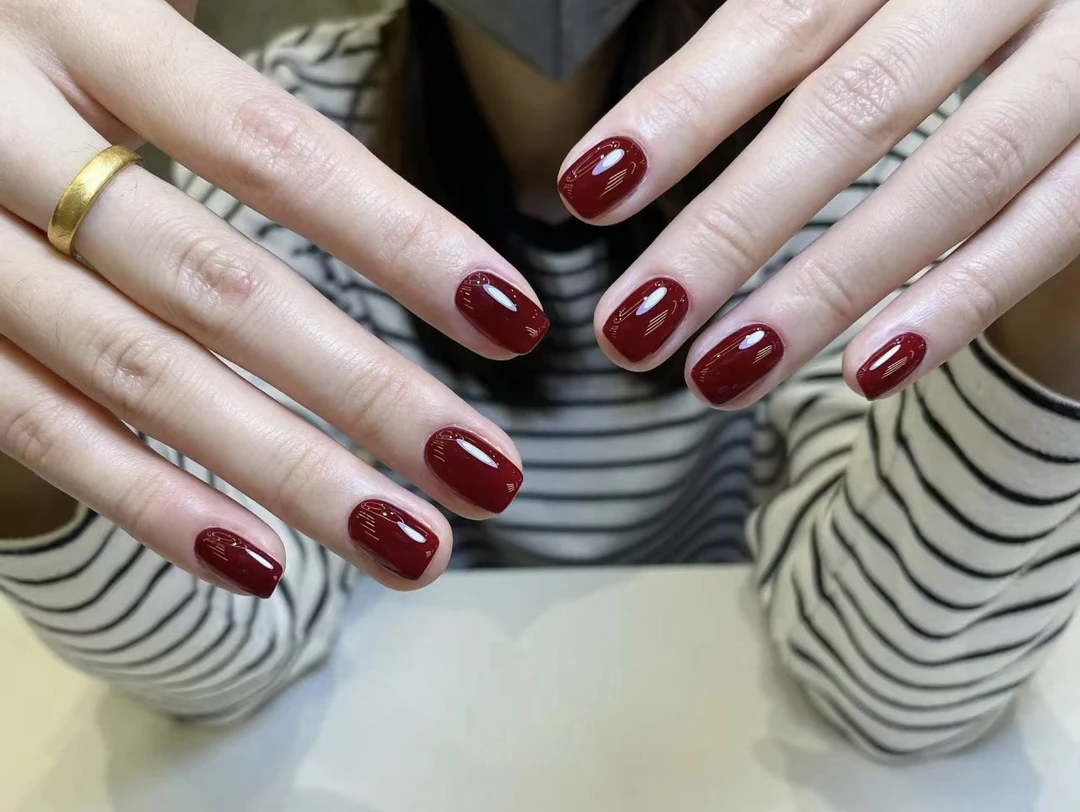 【波尔多红】纯手工穿戴甲持久纯色纯色