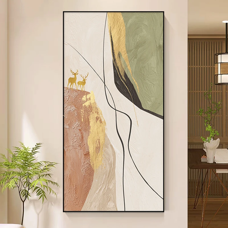 大气高档进门入户玄关装饰画正对门走廊过道挂画现代轻奢抽象壁画