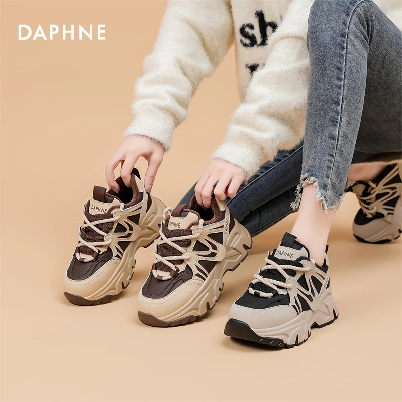 达芙妮老爹鞋女2024秋冬新款厚底时尚百搭运动休闲防滑女鞋5303D
