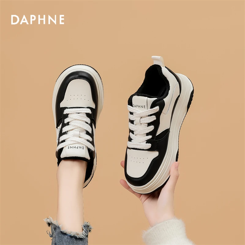 达芙妮板鞋女2024秋冬新款加绒时尚百搭运动鞋休闲鞋防滑增高女鞋