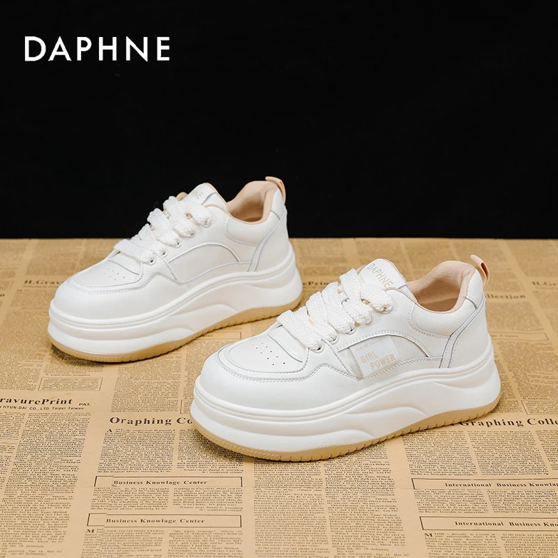 达芙妮板鞋女2024冬季新款厚度舒适简约小白鞋防滑运动休闲鞋女鞋