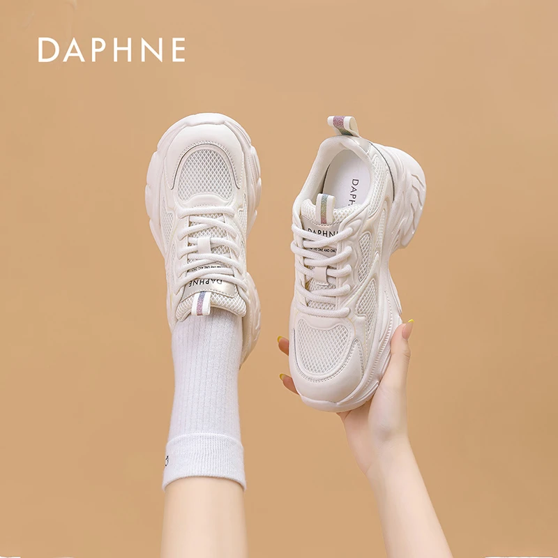 Daphne/达芙妮夏季百搭时尚镂空透气女鞋增高运动休闲老爹鞋5949D