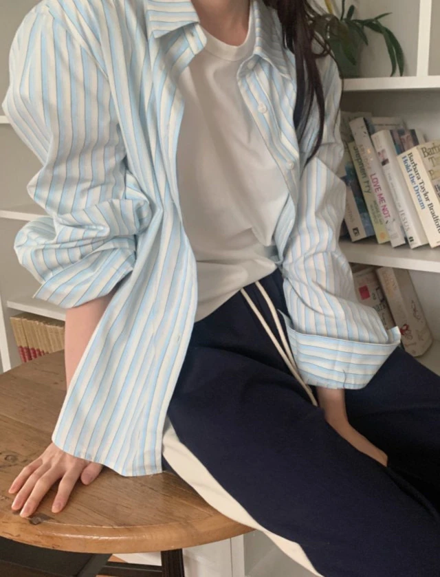 【粉风】东大门call my name条纹衬衫