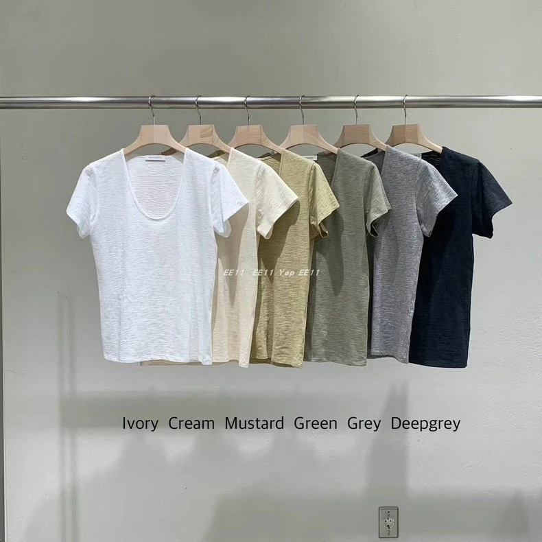 【粉风】东大门statement棉t恤v领