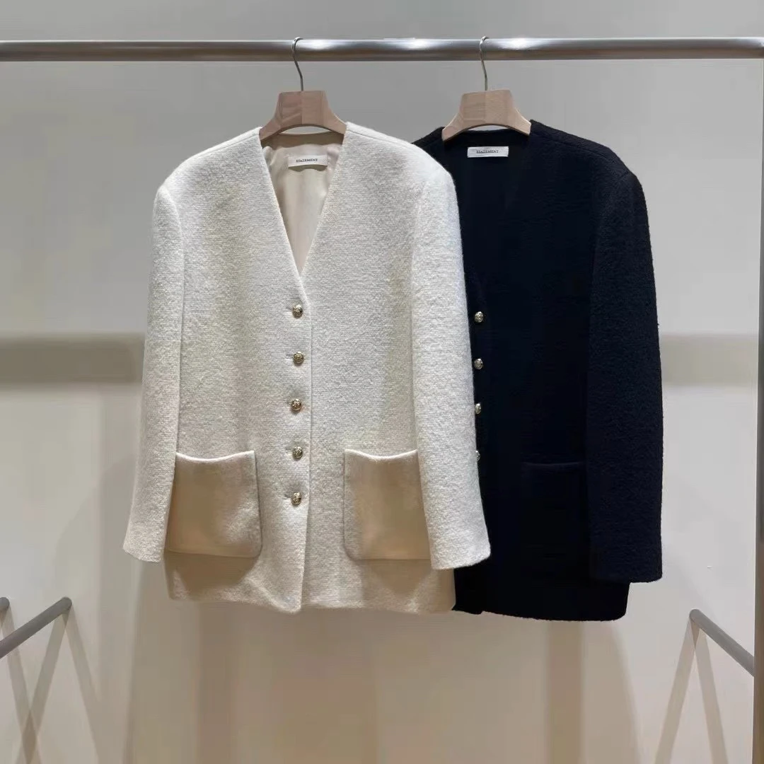 【粉风】韩国东大门statement长款小香风外套