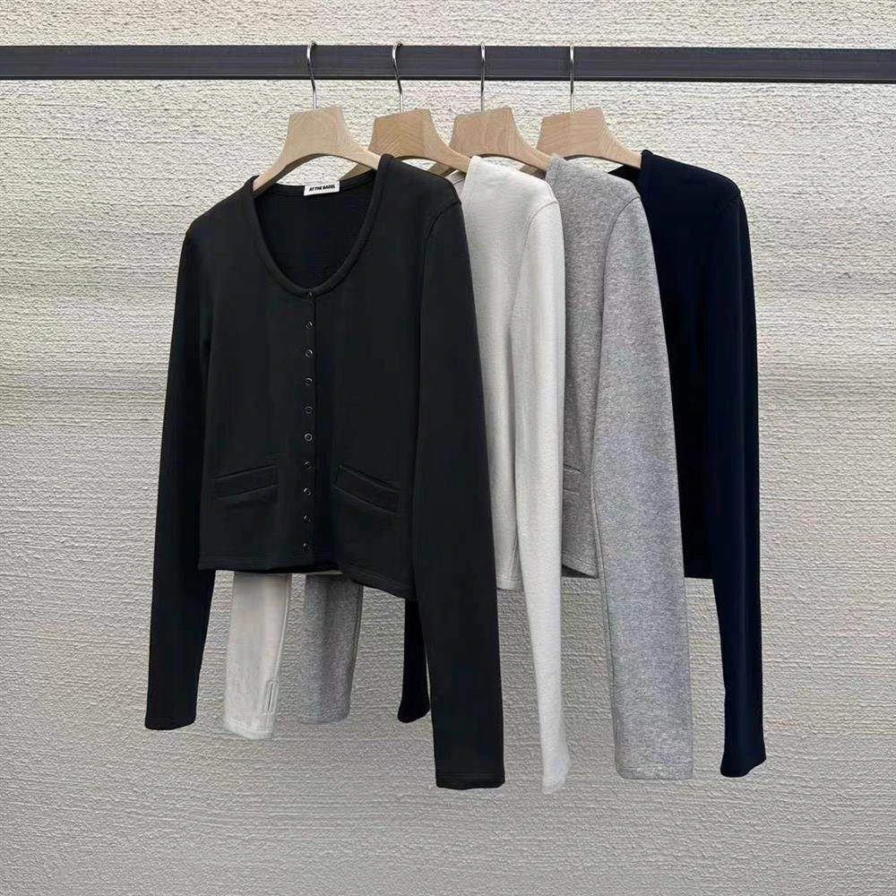 【粉风】东大门at the bagel单排扣T恤