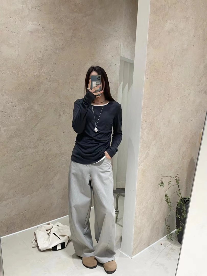 【粉风】东大门代购现货24/7显瘦假两件T恤