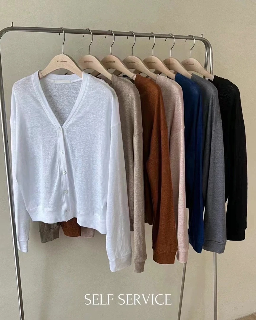 【粉风】韩国东大门self薄开衫空调防晒衫