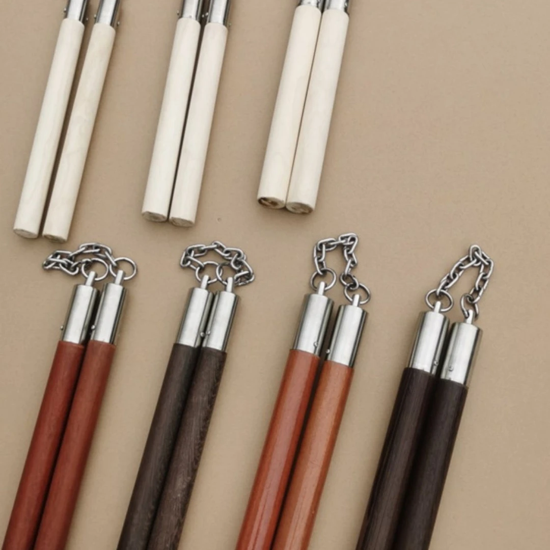 传统武术双节棍白蜡杆双截棍短棍鸡翅木棍槐木棍不锈棍环耐用健身