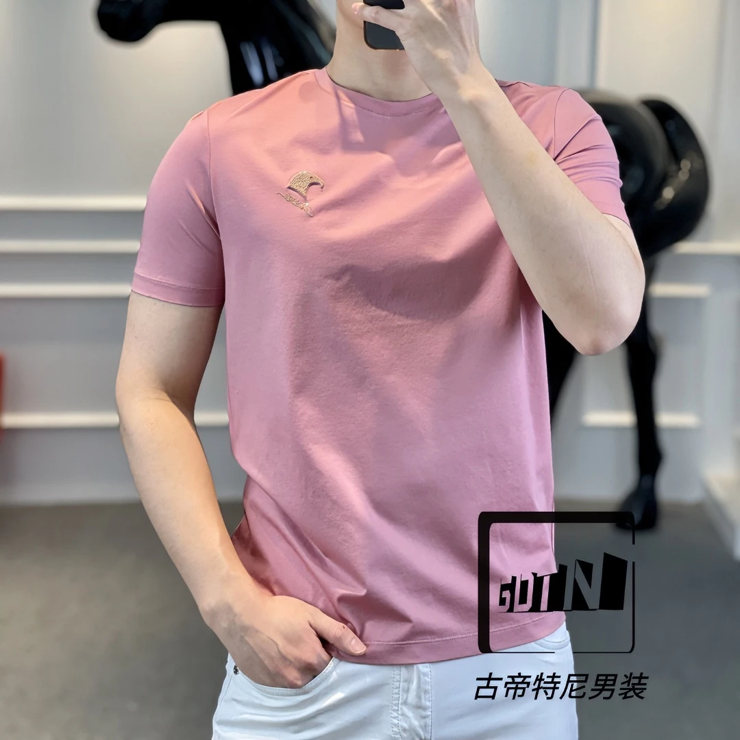 <古帝特尼>新款男士潮流高定欧货时尚字母百搭修身圆领短袖G+9006