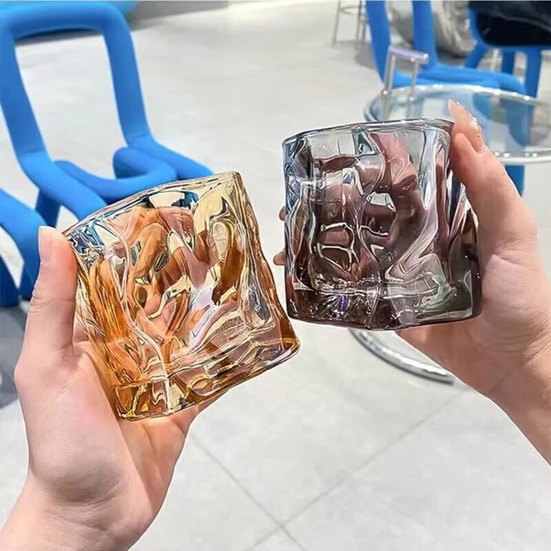 高颜值扭扭杯 ins风水杯 学生咖啡杯子玻璃杯家用 不规则造型水杯
