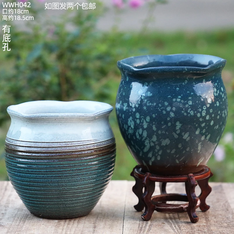 大号透气陶土紫砂大口径多肉绿植花盆清仓家用盆景盆栽花盆031