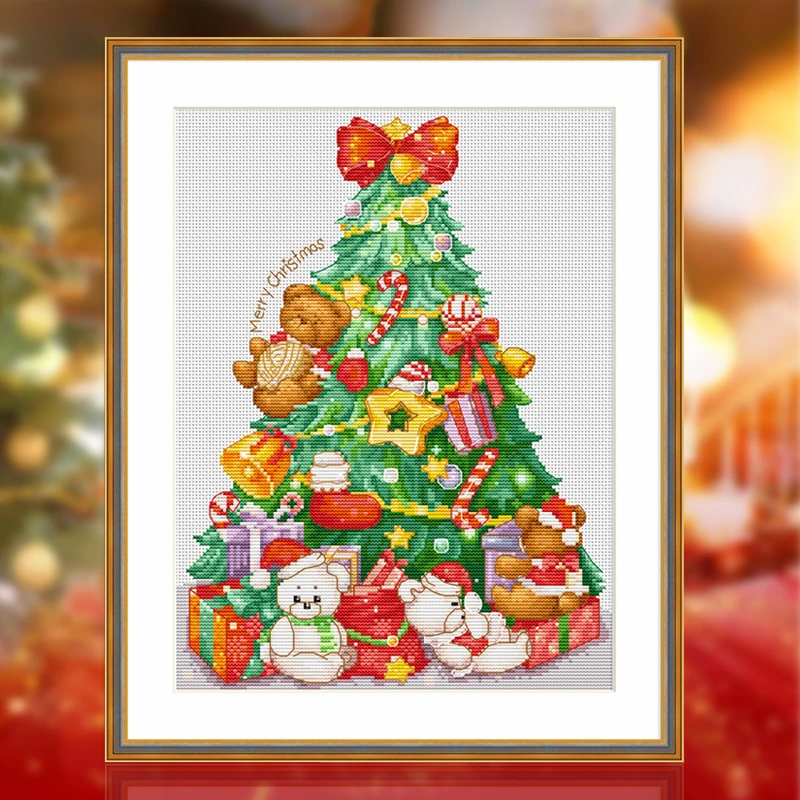 春天十字绣2025手工圣诞礼物可爱卡通小熊圣诞树