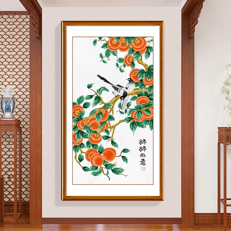 春天十字绣2025新款客厅中国风竖版事事如意玄关手工自己绣
