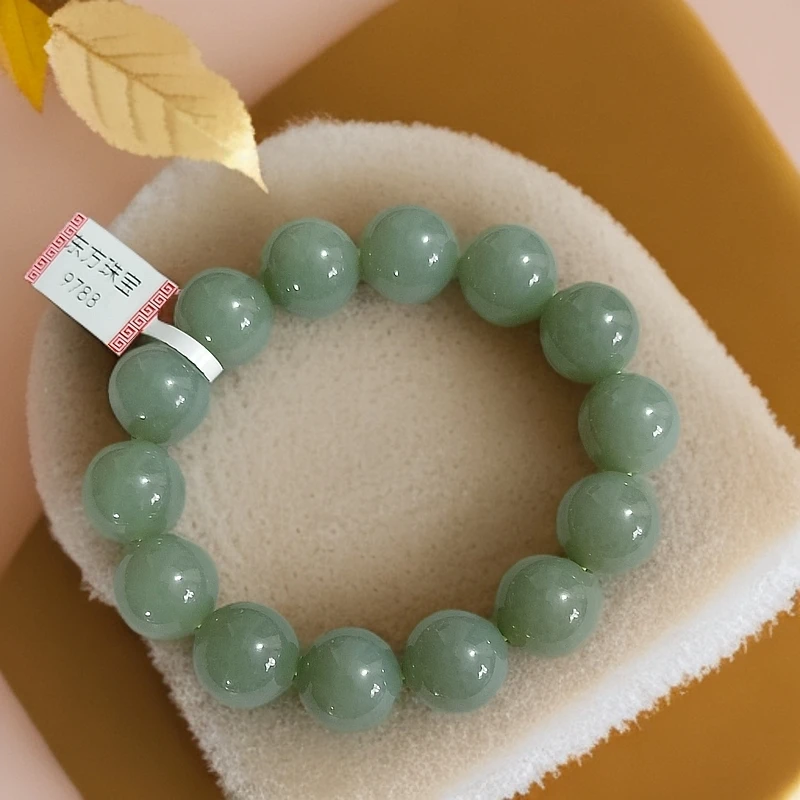 和田玉新疆且末青瓷蓝卡16圆珠9788