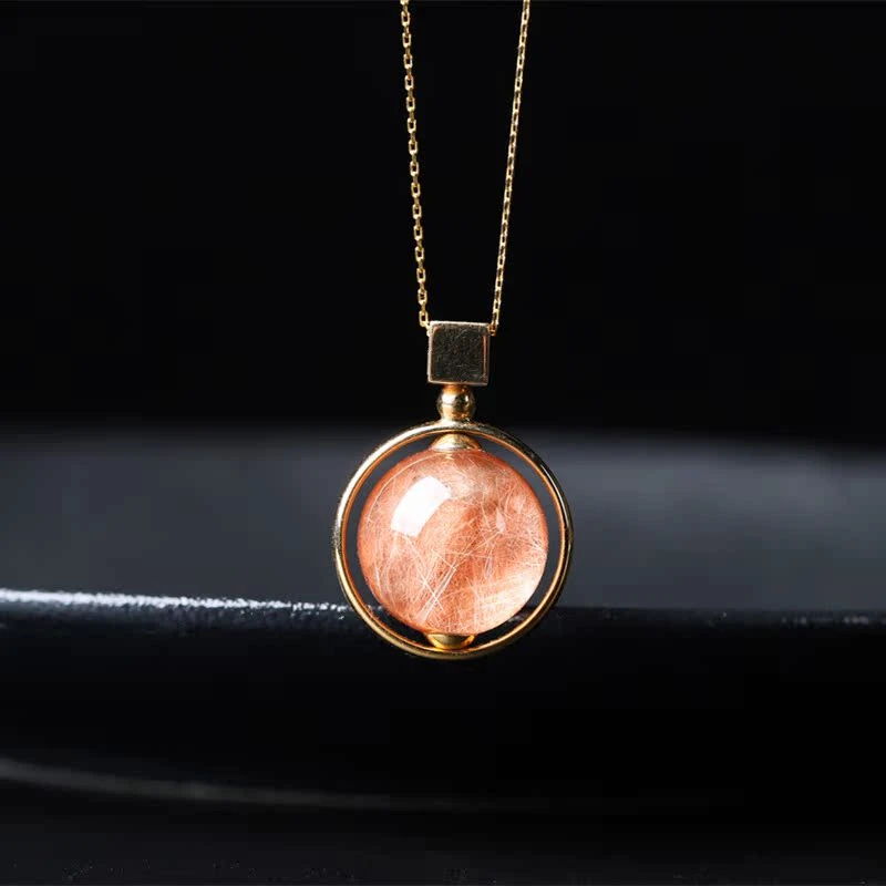 诺俪然红兔毛水晶吊坠18K金镶嵌女款挂坠生日礼物大女王极光手工