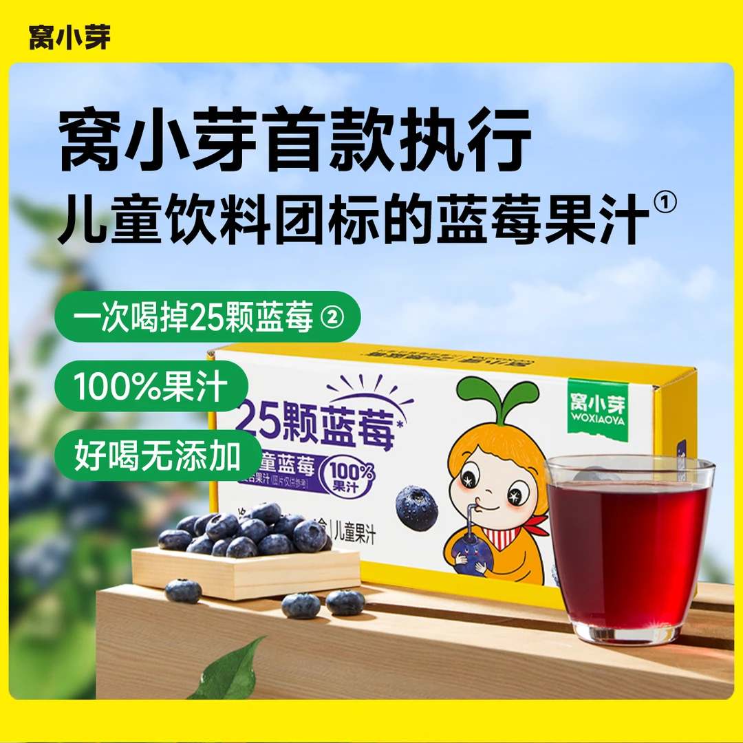 【窝小芽】儿童蓝莓复合果汁饮料无添加色素饮品送婴幼宝宝辅食谱SC