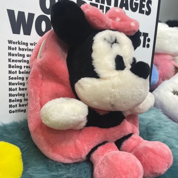 新款卡通可爱真皮真羊毛米妮双肩背包礼物玩偶包包