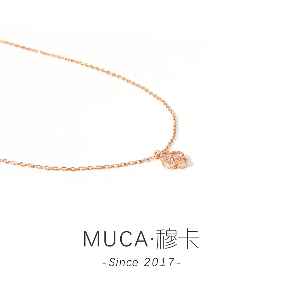 铜合金项链 经典全钻迷你小四叶花项链X382