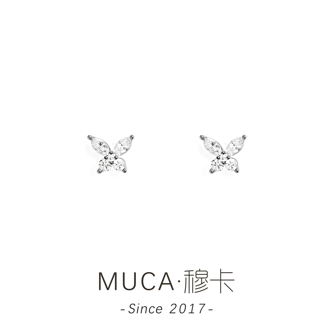 铜合金合成锆石耳饰 经典蝴蝶时尚百搭气质耳钉QQ059