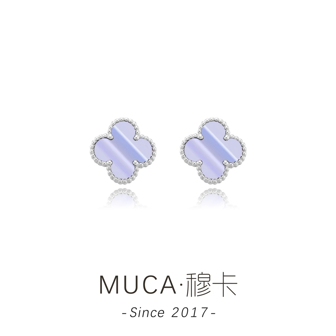 925银玻璃耳饰 紫花时尚百搭气质耳钉X502