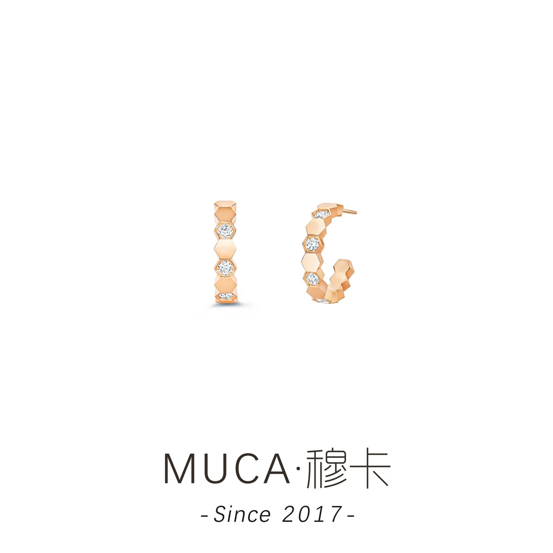 铜合金合成锆石耳饰 蜂巢C圈经典时尚百搭气质女耳钉J754