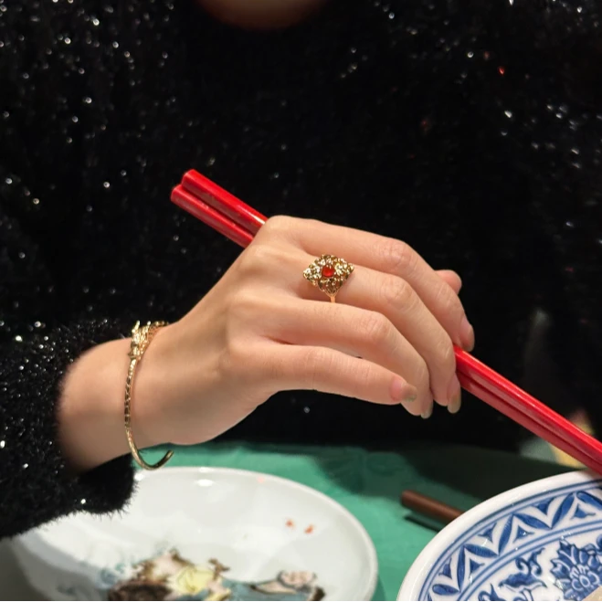 p&n 铜合金戒指 吉祥戒指法式复古轻奢时尚新款指环