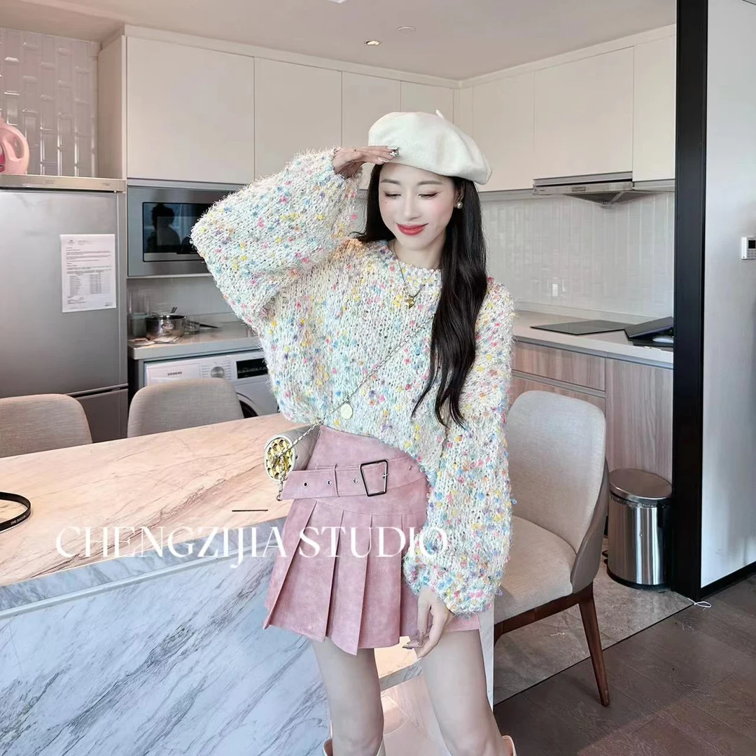 MY0201不规则彩色点点毛衣005