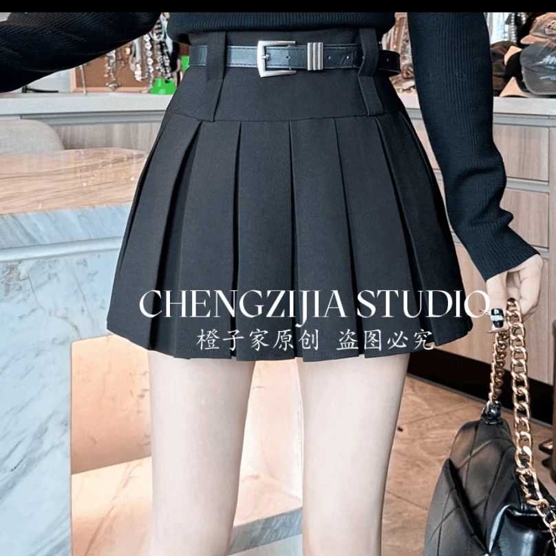 【裴诗婷】橙子·studio 【学院派】QZ0168显瘦高腰A字百褶裙半身裙