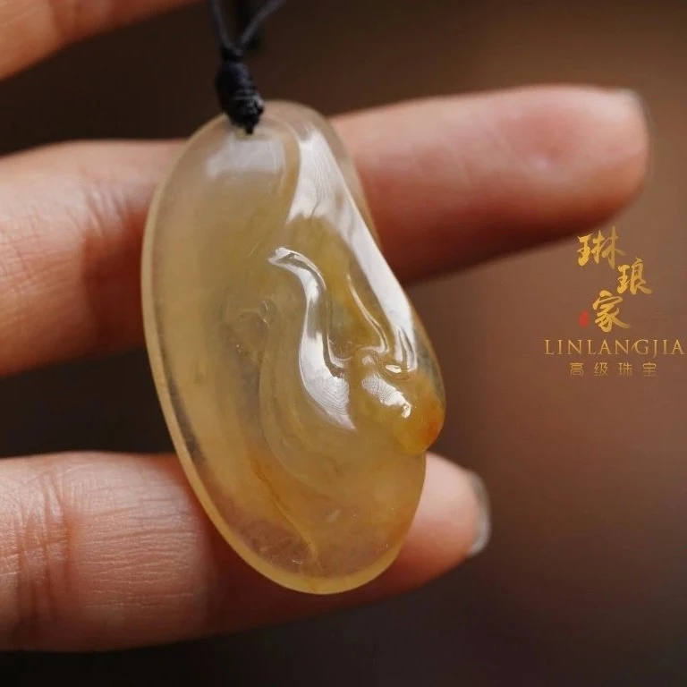 凤兮 天然缅甸翡翠 黄翡凤凰吊坠 官方质检 原创雕刻