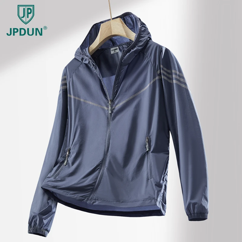 JPDUN夏季薄款防晒衣男女同款户外连帽透气防紫外线遮阳防晒外套