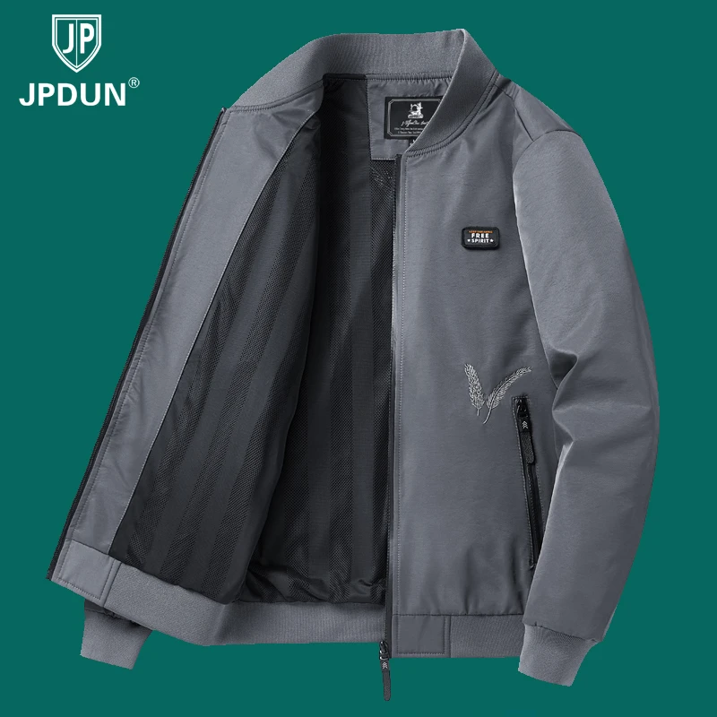 JPDUN春秋季男士夹克美式复古飞行棒球服男潮流立领休闲工装外套