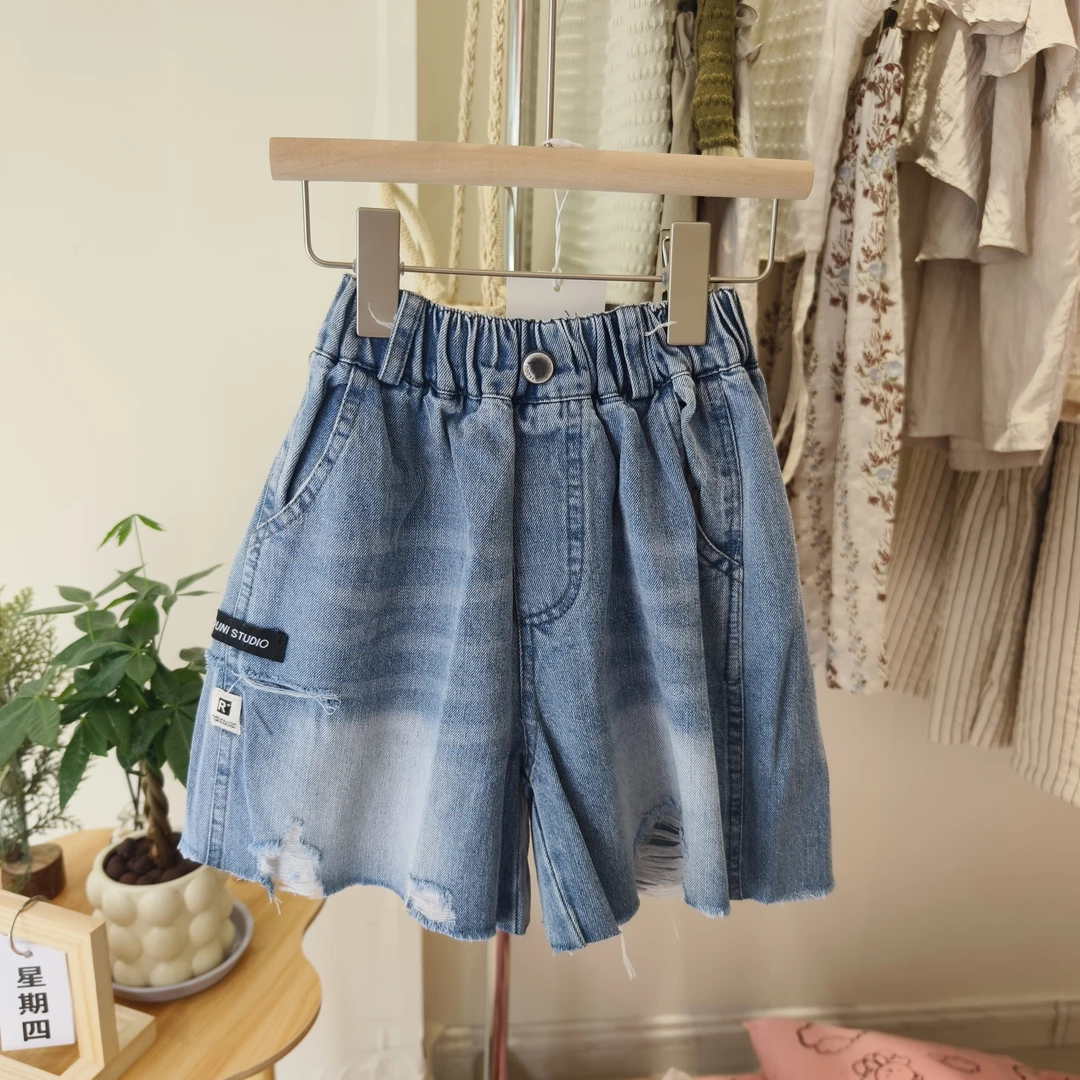 男童牛仔工装短裤2024新款时尚百搭牛仔裤夏季韩版休闲中童裤子