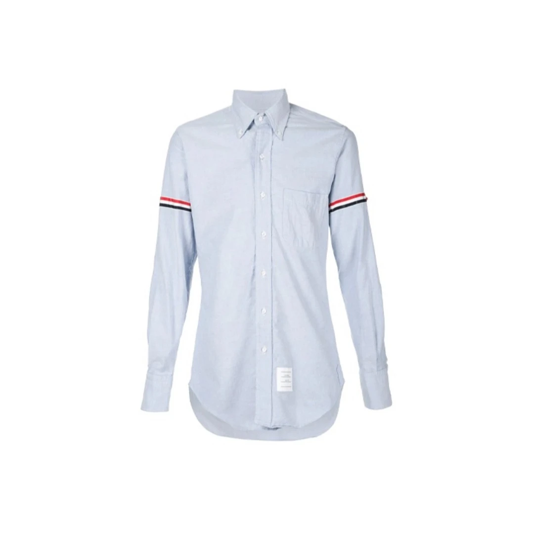 全新未使用  奢邦/THOMBROWNE/衣服/公价3900/条纹长袖衬衫浅蓝