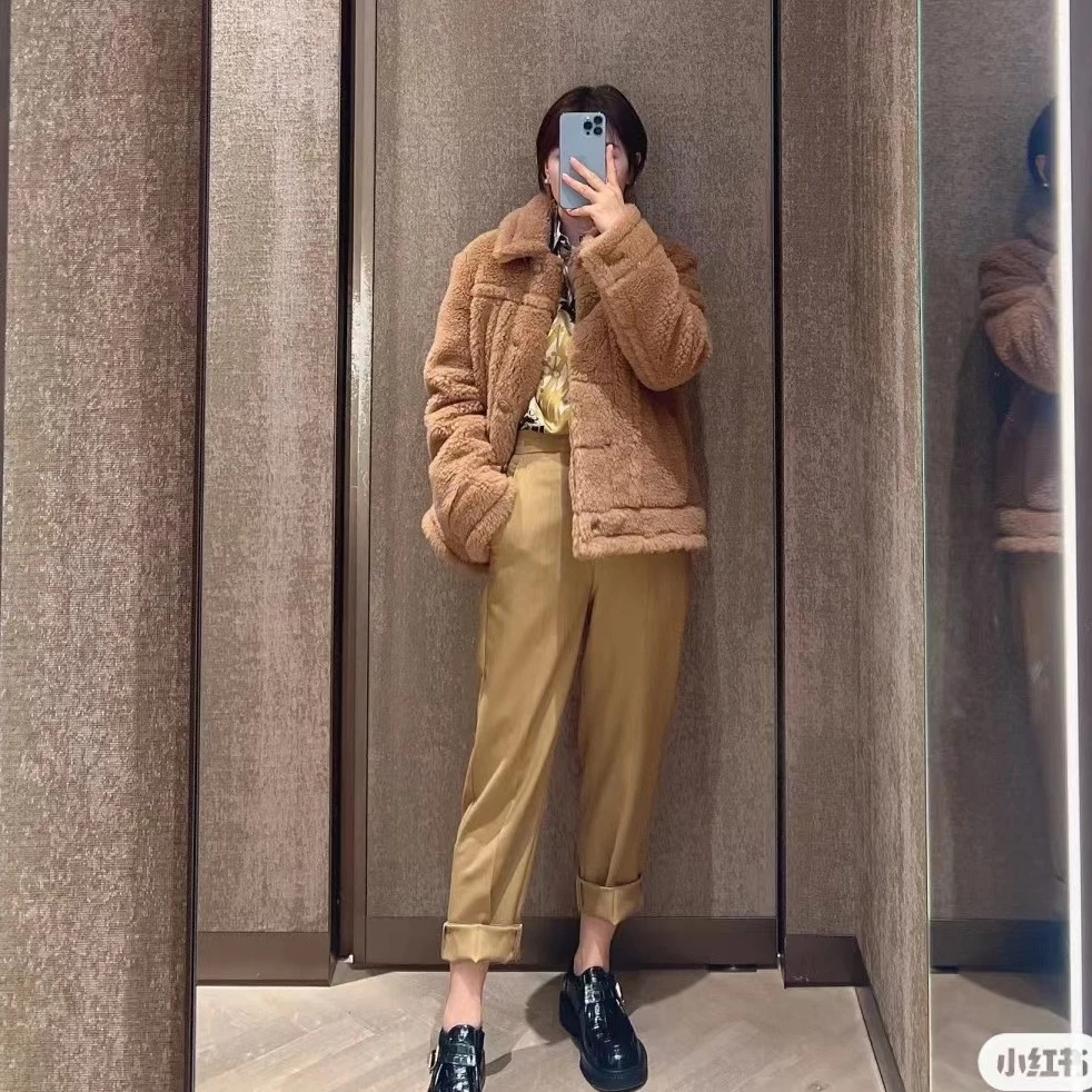 全新未使用  MaxMara 纯色休闲长袖夹克外套 女款 驼色
