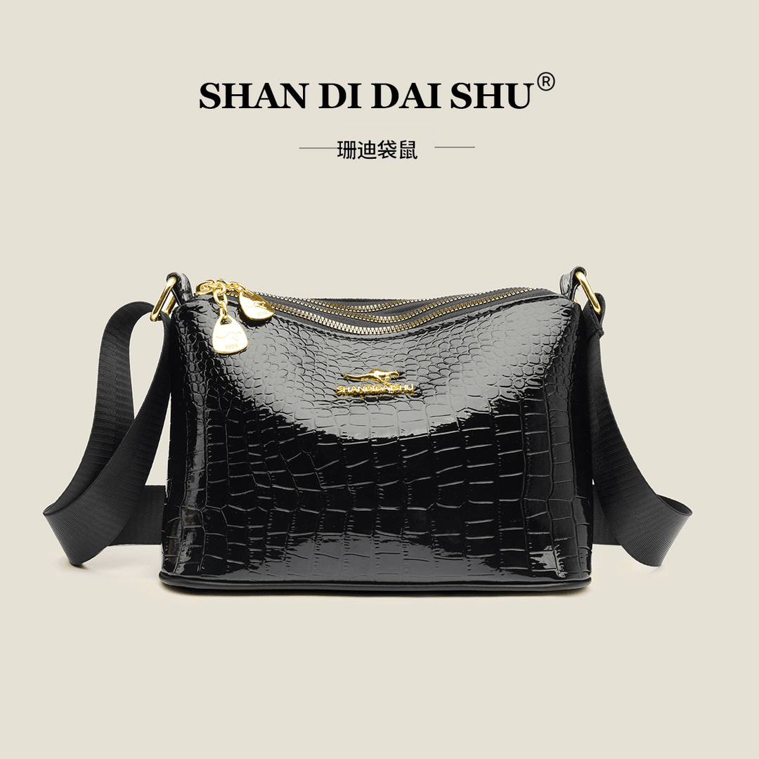 多层亮面女包2024夏季新款手工镶钻包百搭时尚单肩斜跨包休闲女包