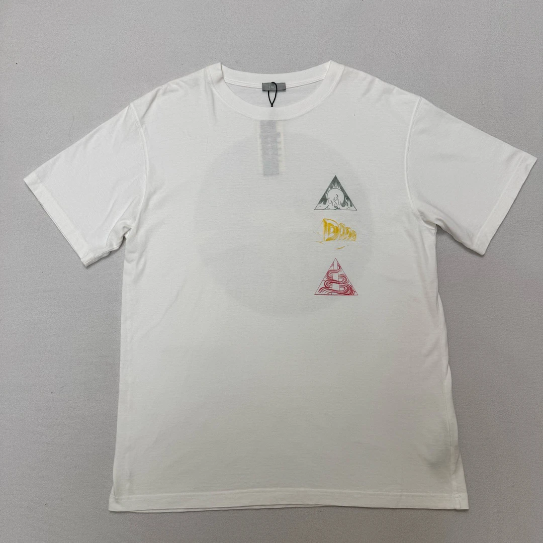 dior 迪奥/图案印花直筒短袖 白色/尺码XL/成色99新/编号5347