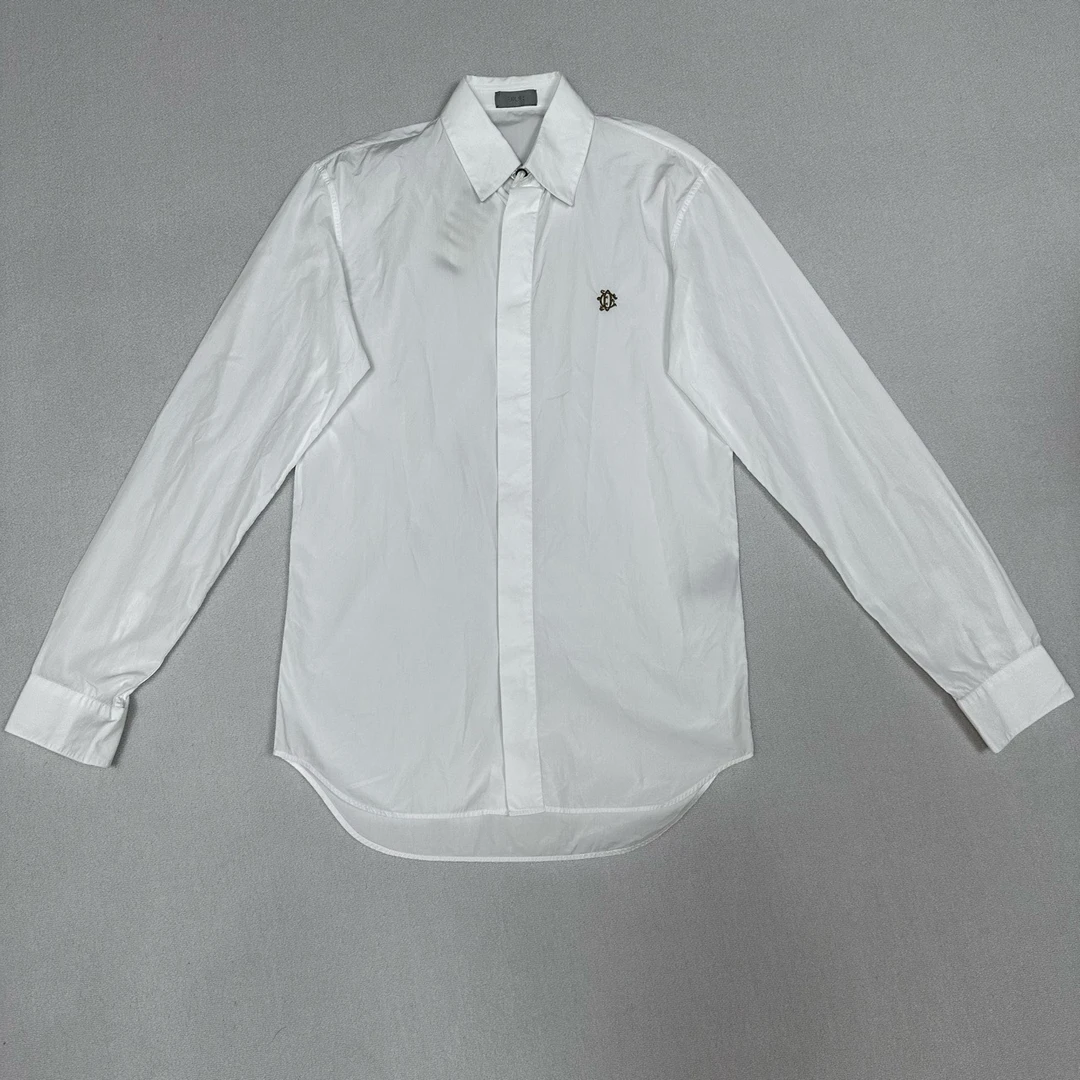Dior 迪奥/纯色刺绣Logo长袖衬衫/尺码37/成色99新/编号5217